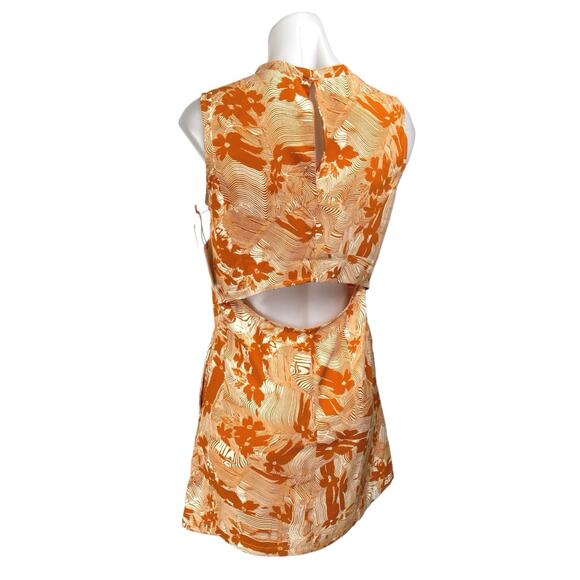NEW Open Edit Coral Floral Geometric Sleeveless Cutout Mini Shift Dress Size S - Picture 3 of 5